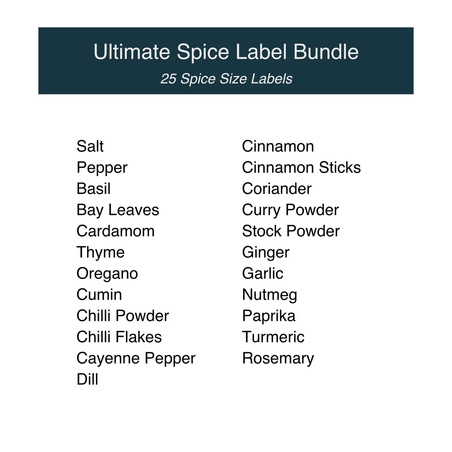 Spice Label Bundle | Ultimate Spice Pack | 25 Labels