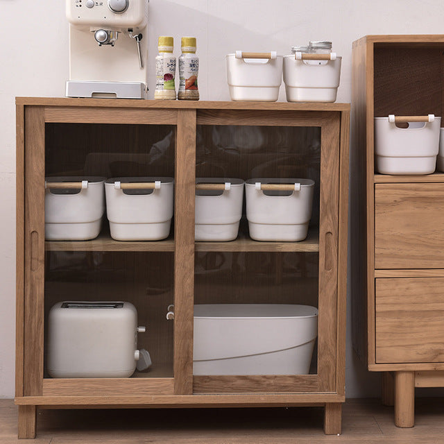 Classic White Storage Basket With Wooden Handle