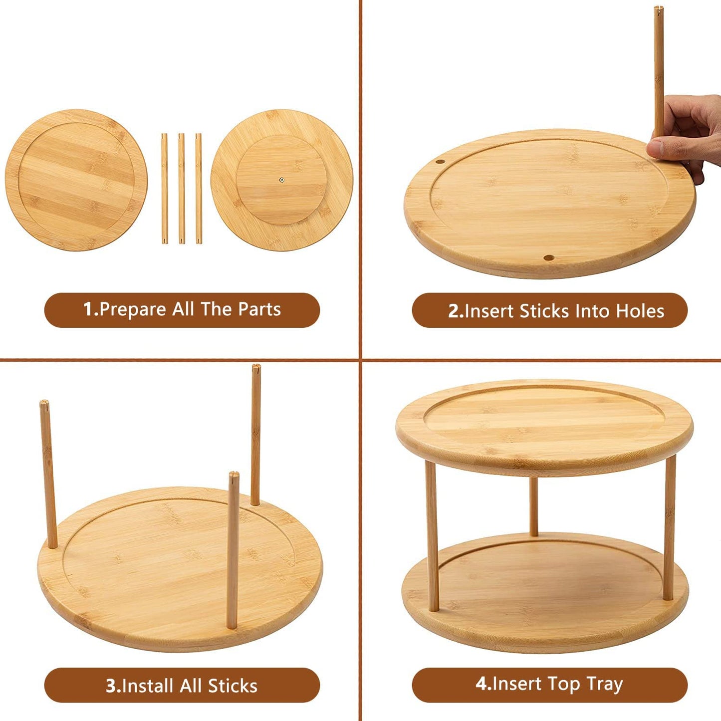 Bamboo 2-Tier Lazy Susan Turntable