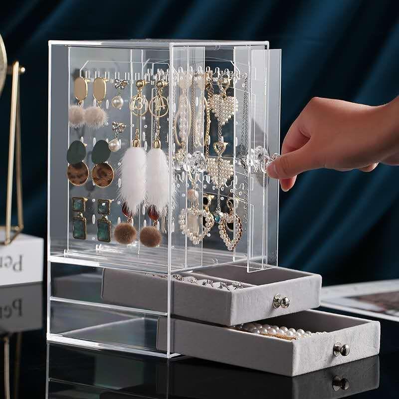 Acrylic Jewellery Storage Box With Velvet Drawers - Small