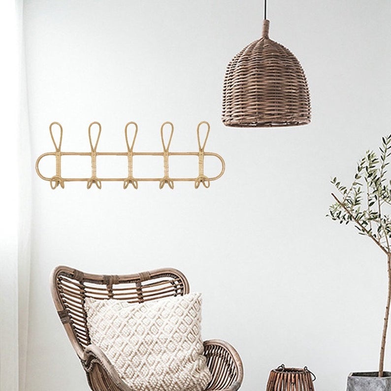 Rattan Hanging Wall Hooks - Large